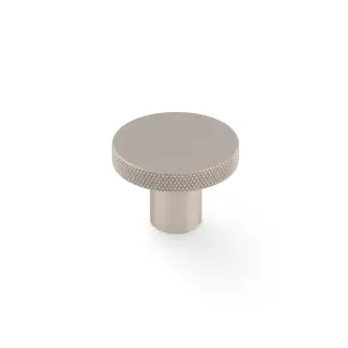 AW802-38-SN - Alexander & Wilks Hanover Knurled Circular Cupboard Knob 38mm - Satin Nickel