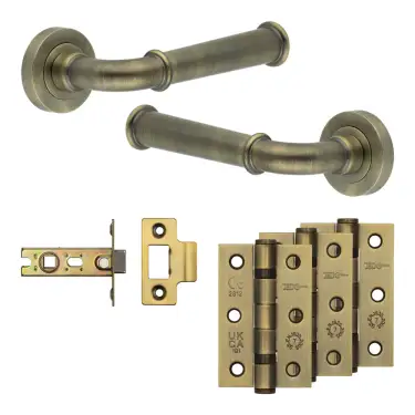 Click Here To Enlarge This Photo Of JV847AB Frelan Hardware Jedo Complete 'Classic' Door Handle Pack - Internal Doors - Antique Brass