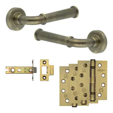 Click Here To Enlarge This Photo Of JV847AB Frelan Hardware Jedo Complete 'Classic' Door Handle Pack - Internal Doors - Antique Brass