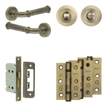 Click Here To Enlarge This Photo Of JV847AB Frelan Hardware Jedo Complete 'Classic' Door Handle Pack - Internal Doors - Antique Brass