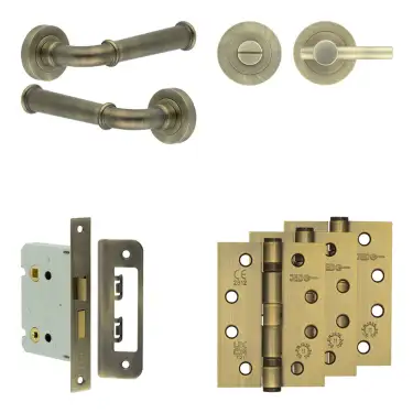 Click Here To Enlarge This Photo Of JV847AB Frelan Hardware Jedo Complete 'Classic' Door Handle Pack - Internal Doors - Antique Brass