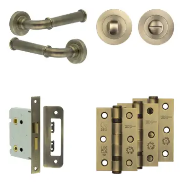 Click Here To Enlarge This Photo Of JV847AB Frelan Hardware Jedo Complete 'Classic' Door Handle Pack - Internal Doors - Antique Brass