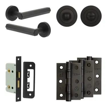 Click Here To Enlarge This Photo Of JV849MB Frelan Hardware Jedo Complete 'Hex' Door Handle Pack - Internal Doors - Matt Black