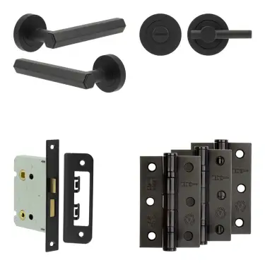 Click Here To Enlarge This Photo Of JV849MB Frelan Hardware Jedo Complete 'Hex' Door Handle Pack - Internal Doors - Matt Black