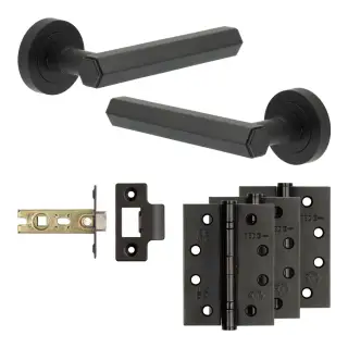 JV849MB Frelan Hardware Jedo Complete 'Hex' Door Handle Pack - Internal Doors - Matt Black