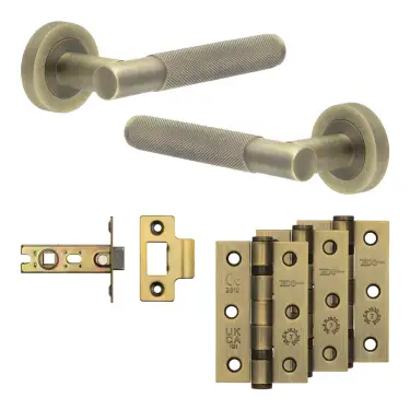 Click Here To Enlarge This Photo Of JV850AB Frelan Hardware Jedo Complete 'Bari' Door Handle Pack - Internal Doors - Antique Brass