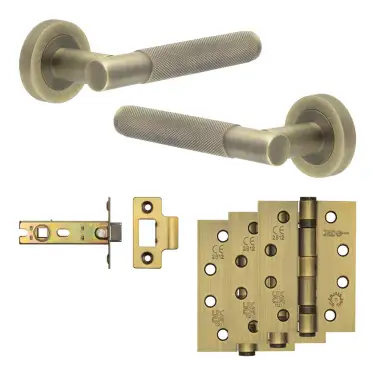 Click Here To Enlarge This Photo Of JV850AB Frelan Hardware Jedo Complete 'Bari' Door Handle Pack - Internal Doors - Antique Brass