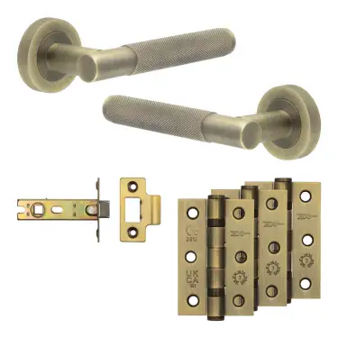 Click Here To Enlarge This Photo Of JV850AB Frelan Hardware Jedo Complete 'Bari' Door Handle Pack - Internal Doors - Antique Brass