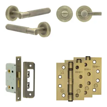 Click Here To Enlarge This Photo Of JV850AB Frelan Hardware Jedo Complete 'Bari' Door Handle Pack - Internal Doors - Antique Brass