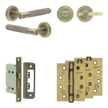 Click Here To Enlarge This Photo Of JV850AB Frelan Hardware Jedo Complete 'Bari' Door Handle Pack - Internal Doors - Antique Brass
