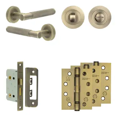 Click Here To Enlarge This Photo Of JV850AB Frelan Hardware Jedo Complete 'Bari' Door Handle Pack - Internal Doors - Antique Brass
