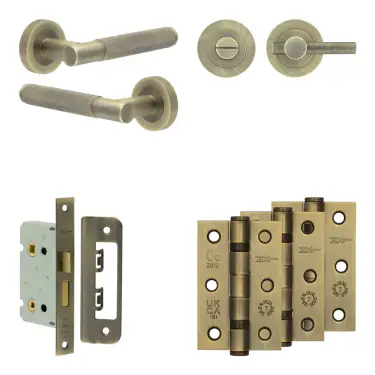 Click Here To Enlarge This Photo Of JV850AB Frelan Hardware Jedo Complete 'Bari' Door Handle Pack - Internal Doors - Antique Brass