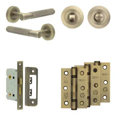 Click Here To Enlarge This Photo Of JV850AB Frelan Hardware Jedo Complete 'Bari' Door Handle Pack - Internal Doors - Antique Brass
