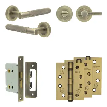 Click Here To Enlarge This Photo Of JV850AB Frelan Hardware Jedo Complete 'Bari' Door Handle Pack - Internal Doors - Antique Brass