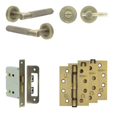 Click Here To Enlarge This Photo Of JV850AB Frelan Hardware Jedo Complete 'Bari' Door Handle Pack - Internal Doors - Antique Brass