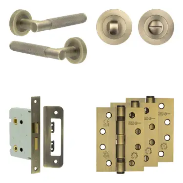 Click Here To Enlarge This Photo Of JV850AB Frelan Hardware Jedo Complete 'Bari' Door Handle Pack - Internal Doors - Antique Brass