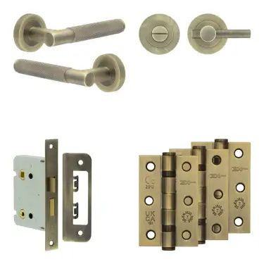 Click Here To Enlarge This Photo Of JV850AB Frelan Hardware Jedo Complete 'Bari' Door Handle Pack - Internal Doors - Antique Brass