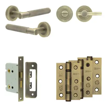 Click Here To Enlarge This Photo Of JV850AB Frelan Hardware Jedo Complete 'Bari' Door Handle Pack - Internal Doors - Antique Brass