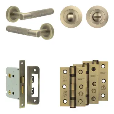 Click Here To Enlarge This Photo Of JV850AB Frelan Hardware Jedo Complete 'Bari' Door Handle Pack - Internal Doors - Antique Brass