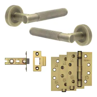 JV850AB Frelan Hardware Jedo Complete 'Bari' Door Handle Pack - Internal Doors - Antique Brass