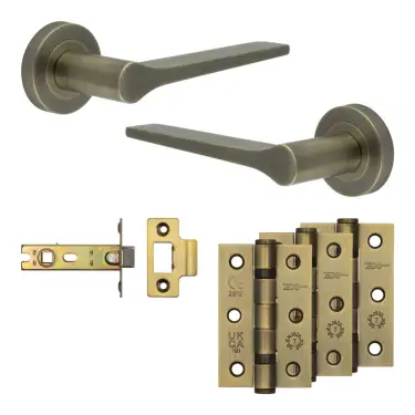 Click Here To Enlarge This Photo Of JV851AB Frelan Hardware Jedo Complete 'Gio' Door Handle Pack - Internal Doors - Antique Brass
