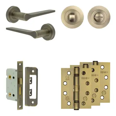 Click Here To Enlarge This Photo Of JV851AB Frelan Hardware Jedo Complete 'Gio' Door Handle Pack - Internal Doors - Antique Brass