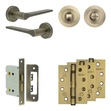 Click Here To Enlarge This Photo Of JV851AB Frelan Hardware Jedo Complete 'Gio' Door Handle Pack - Internal Doors - Antique Brass