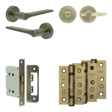 Click Here To Enlarge This Photo Of JV851AB Frelan Hardware Jedo Complete 'Gio' Door Handle Pack - Internal Doors - Antique Brass