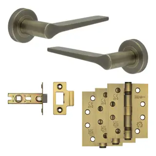 JV851AB Frelan Hardware Jedo Complete 'Gio' Door Handle Pack - Internal Doors - Antique Brass