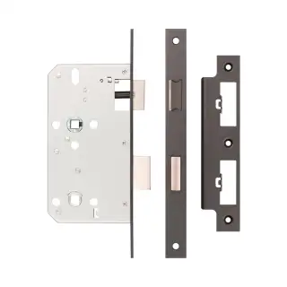 JL-DB60DB Frelan Hardware Jedo DIN Bathroom Lock 60mm Backset &lpar;78mm c&sol;c&rpar; with Square Corners - Dark Bronze