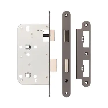 Click Here To Enlarge This Photo Of JL-DB60RDB Frelan Hardware Jedo DIN Bathroom Lock 60mm Backset &lpar;78mm c&sol;c&rpar; with Radius Corners - Dark Bronze