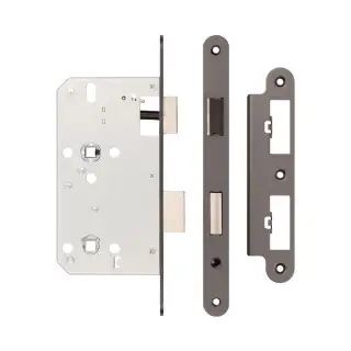 JL-DB60RDB Frelan Hardware Jedo DIN Bathroom Lock 60mm Backset &lpar;78mm c&sol;c&rpar; with Radius Corners - Dark Bronze