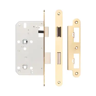 Click Here To Enlarge This Photo Of JL-DB60RSB Frelan Hardware Jedo DIN Bathroom Lock 60mm Backset &lpar;78mm c&sol;c&rpar; with Radius Corners - Satin Brass