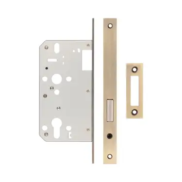 Click Here To Enlarge This Photo Of JL-DD60AB Frelan Hardware Jedo DIN Euro Profile Deadlock 60mm Backset with Square Corners - Antique Brass