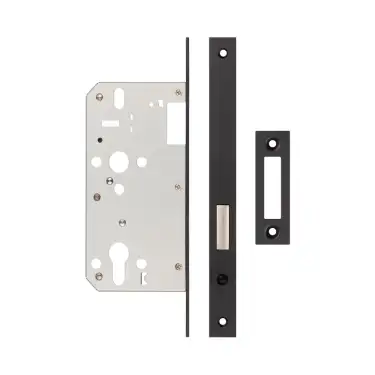Click Here To Enlarge This Photo Of JL-DD60MB Frelan Hardware Jedo DIN Euro Profile Deadlock 60mm Backset with Square Corners - Black