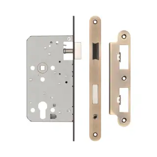 JL-DE60RAB Frelan Hardware Jedo DIN Euro Profile Escape Lock 60mm Backset &lpar;72mm c&sol;c&rpar; with Radius Corners - Antique Brass