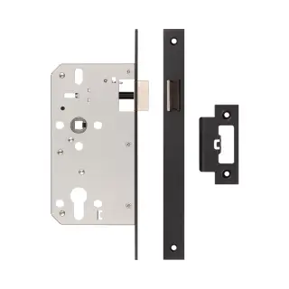 JL-DL60MB Frelan Hardware Jedo DIN Mortice Latch 60mm Backset with Square Corners - Black