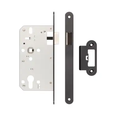 Click Here To Enlarge This Photo Of JL-DL60RMB Frelan Hardware Jedo DIN Mortice Latch 60mm Backset with Radius Corners - Black
