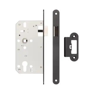 JL-DL60RMB Frelan Hardware Jedo DIN Mortice Latch 60mm Backset with Radius Corners - Black