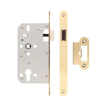 Click Here To Enlarge This Photo Of JL-DL60RSB Frelan Hardware Jedo DIN Mortice Latch 60mm Backset with Radius Corners - Satin Brass