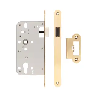 JL-DL60RSB Frelan Hardware Jedo DIN Mortice Latch 60mm Backset with Radius Corners - Satin Brass