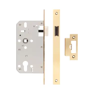 Click Here To Enlarge This Photo Of JL-DL60SB Frelan Hardware Jedo DIN Mortice Latch 60mm Backset with Square Corners - Satin Brass