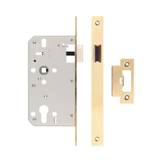 JL-DL60SB Frelan Hardware Jedo DIN Mortice Latch 60mm Backset with Square Corners - Satin Brass