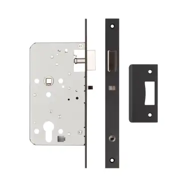 Click Here To Enlarge This Photo Of JL-DNL60MB Frelan Hardware Jedo DIN Mortice Nightlatch 60mm Backset &lpar;72mm c&sol;c&rpar; with Square Corners - Black
