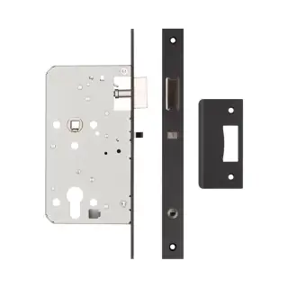 JL-DNL60MB Frelan Hardware Jedo DIN Mortice Nightlatch 60mm Backset &lpar;72mm c&sol;c&rpar; with Square Corners - Black