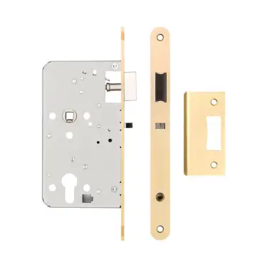 Click Here To Enlarge This Photo Of JL-DNL60RSB Frelan Hardware Jedo DIN Mortice Nightlatch 60mm Backset &lpar;72mm c&sol;c&rpar; with Radius Corners - Satin Brass