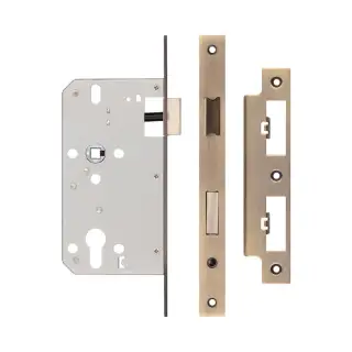 JL-DS60AB Frelan Hardware Jedo DIN Euro Profile Sashlock 60mm Backset &lpar;72mm c&sol;c&rpar; with Square Corners - Antique Brass