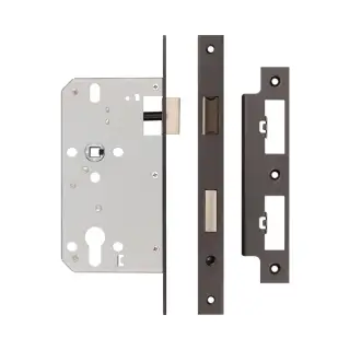 JL-DS60DB Frelan Hardware Jedo DIN Euro Profile Sashlock 60mm Backset &lpar;72mm c&sol;c&rpar; with Square Corners - Dark Bronze