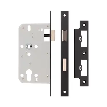 Click Here To Enlarge This Photo Of JL-DS60MB Frelan Hardware Jedo DIN Euro Profile Sashlock 60mm Backset &lpar;72mm c&sol;c&rpar; with Square Corners - Black