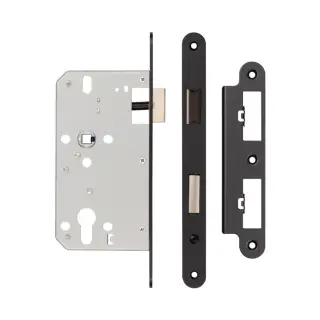JL-DS60RMB Frelan Hardware Jedo DIN Euro Profile Sashlock 60mm Backset &lpar;72mm c&sol;c&rpar; with Radius Corners - Black